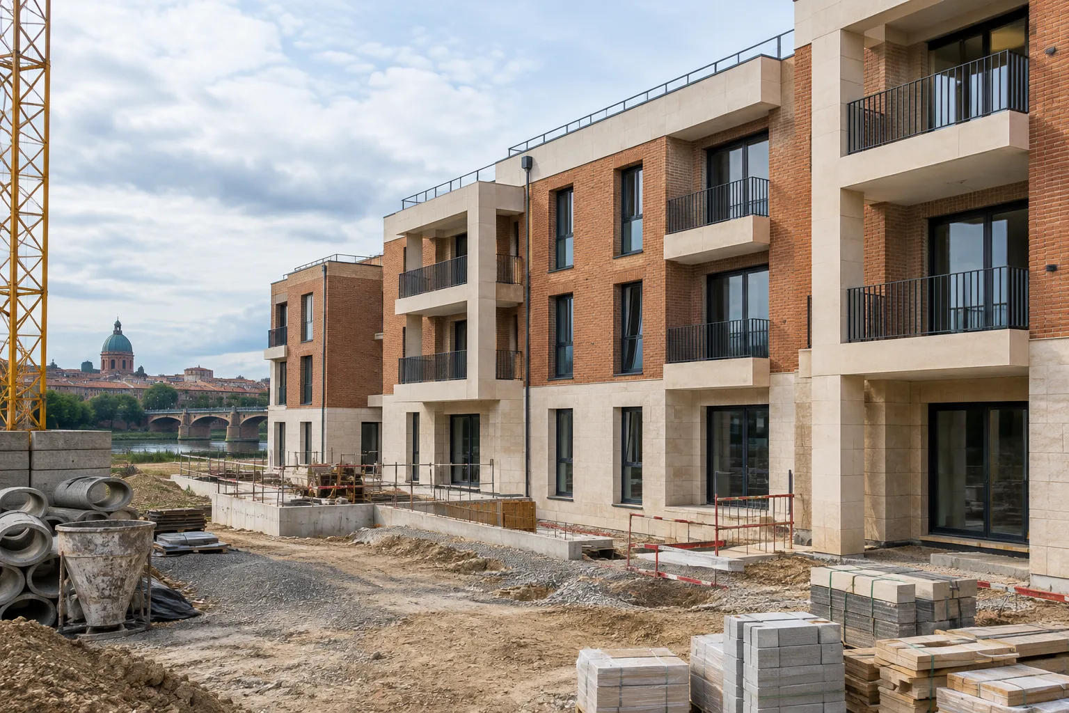 Immeuble résidentiel en construction dans un quartier de Toulouse.
